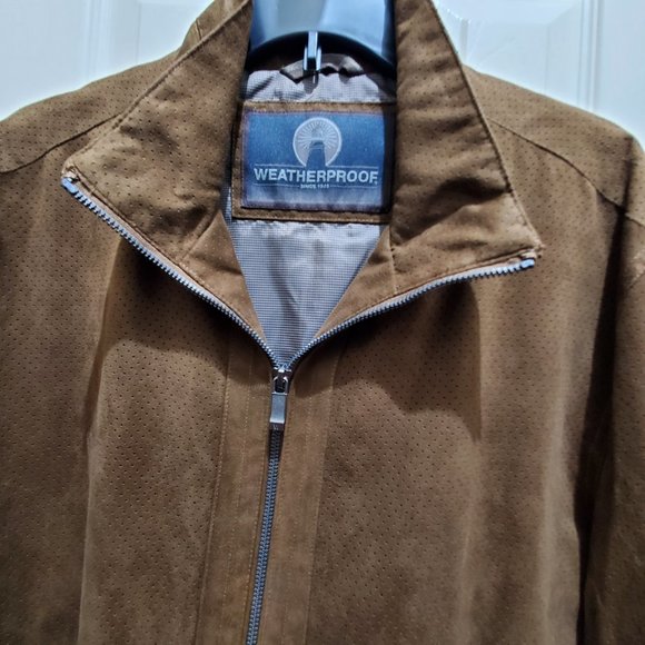WEATHERPROOF Men's Brown Lightweight Suede Jacket, Size L - Picture 3 of 14